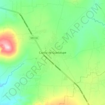 Carte topographique Capilla de Guadalupe, altitude, relief