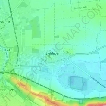 Carte topographique Siebleben, altitude, relief