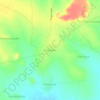 Carte topographique Nawabpet, altitude, relief