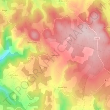 Carte topographique Laubespin, altitude, relief