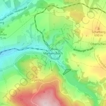 Carte topographique Markersbach, altitude, relief