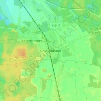 Carte topographique Uhsmannsdorf, altitude, relief