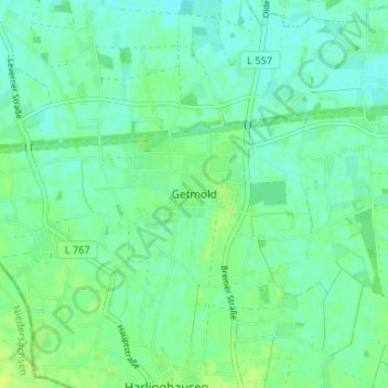 Carte topographique Getmold, altitude, relief