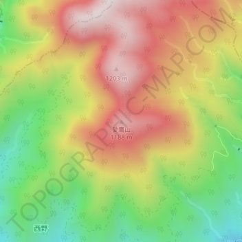 Carte topographique Mt. Ashitaka, altitude, relief