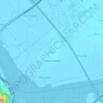 Carte topographique Anjur, altitude, relief