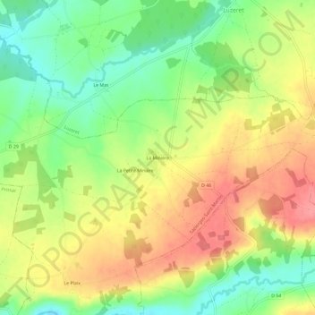 Carte topographique La Minière, altitude, relief