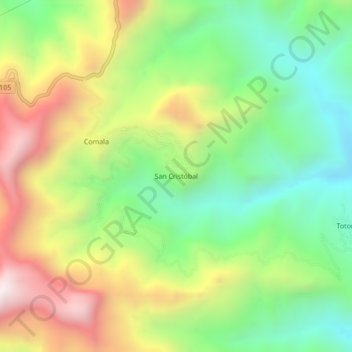 Carte topographique San Cristóbal, altitude, relief