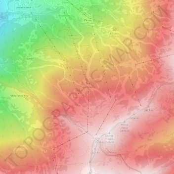 Carte topographique Sportinia, altitude, relief