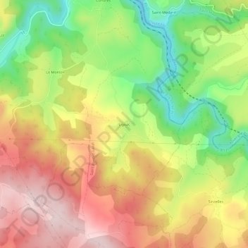 Carte topographique Ligeac, altitude, relief