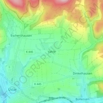 Carte topographique Vahle, altitude, relief