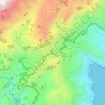 Carte topographique Nyabibwe, altitude, relief