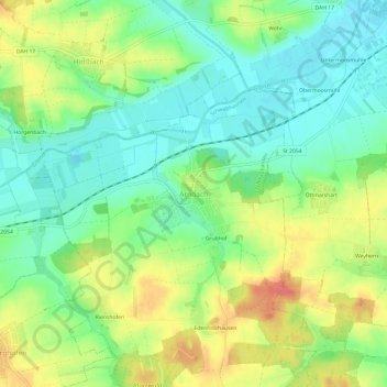 Carte topographique Arnbach, altitude, relief