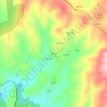 Carte topographique Quella, altitude, relief