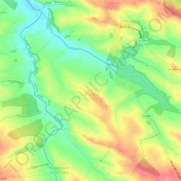 Carte topographique A Enciau, altitude, relief