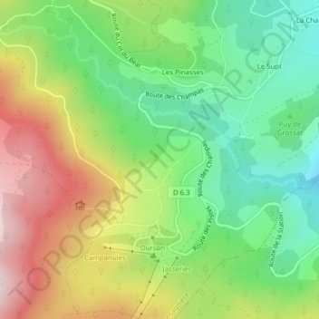 Carte topographique Les Bois, altitude, relief