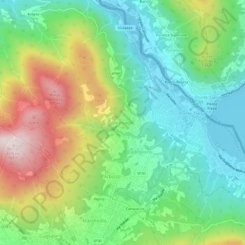 Carte topographique Viconago, altitude, relief