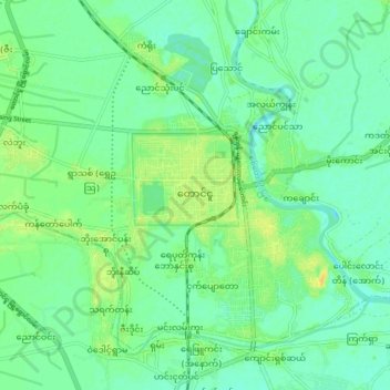 Carte topographique Taungoo, altitude, relief
