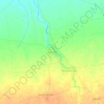 Carte topographique Bhavali, altitude, relief