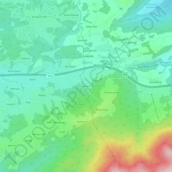 Carte topographique Weitwies, altitude, relief