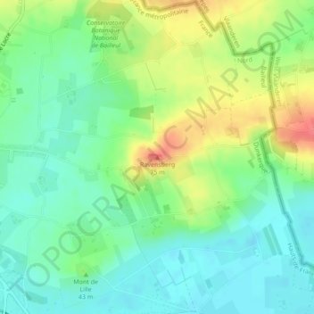 Carte topographique Ravensberg, altitude, relief