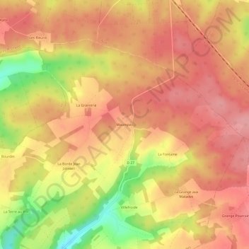 Carte topographique Maurepas, altitude, relief