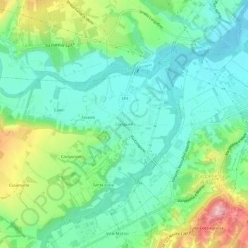 Carte topographique Congiunti, altitude, relief