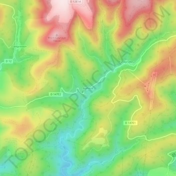 Carte topographique Authèze, altitude, relief