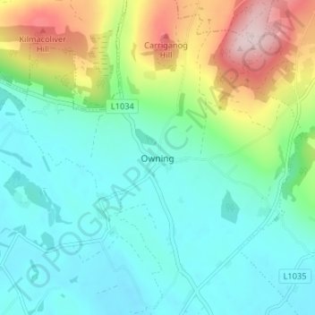 Carte topographique Owning, altitude, relief