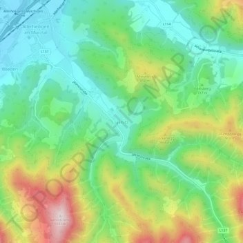 Carte topographique Jasnitz, altitude, relief
