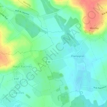 Carte topographique Verat, altitude, relief
