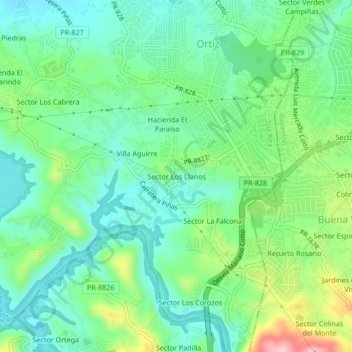 Carte topographique Sector Los Llanos, altitude, relief