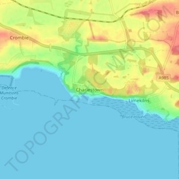 Carte topographique Charlestown, altitude, relief