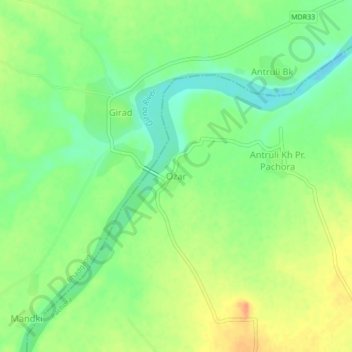 Carte topographique Ozar, altitude, relief