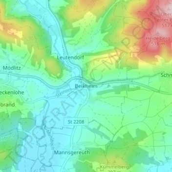 Carte topographique Beikheim, altitude, relief