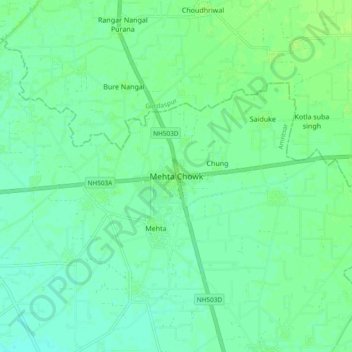 Carte topographique Mehta Chowk, altitude, relief
