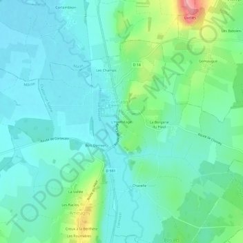Carte topographique L'Hermitage, altitude, relief
