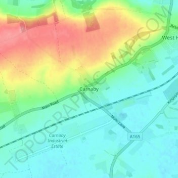 Carte topographique Carnaby, altitude, relief