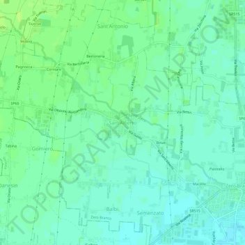Carte topographique Sant'Alberto, altitude, relief