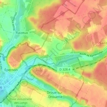 Carte topographique Saint-Antoine, altitude, relief