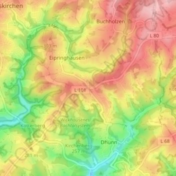 Carte topographique Habenichts, altitude, relief