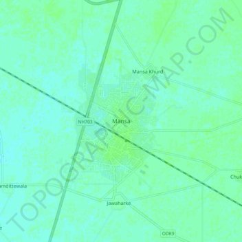 Carte topographique Mansa, altitude, relief