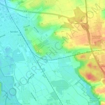 Carte topographique Wullenstetten, altitude, relief