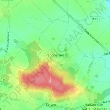 Carte topographique Petit-Serans, altitude, relief
