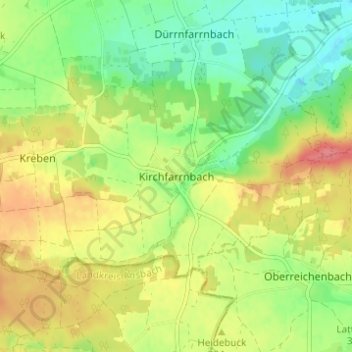 Carte topographique Kirchfarrnbach, altitude, relief