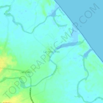 Carte topographique Las Higueras, altitude, relief