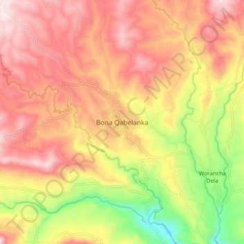 Carte topographique Bona Qabelanka, altitude, relief