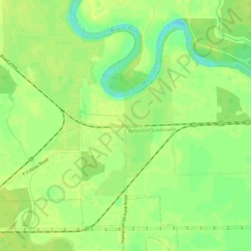 Carte topographique Thompsons, altitude, relief