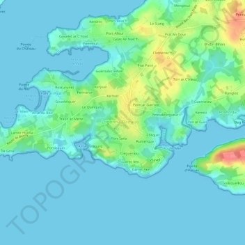 Carte topographique Le Bourg, altitude, relief