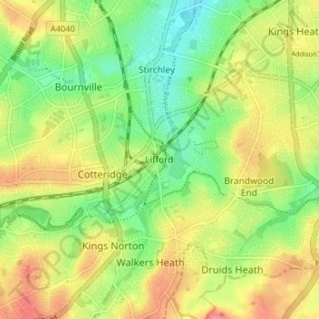 Carte topographique Lifford, altitude, relief