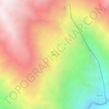 Carte topographique Llanca, altitude, relief